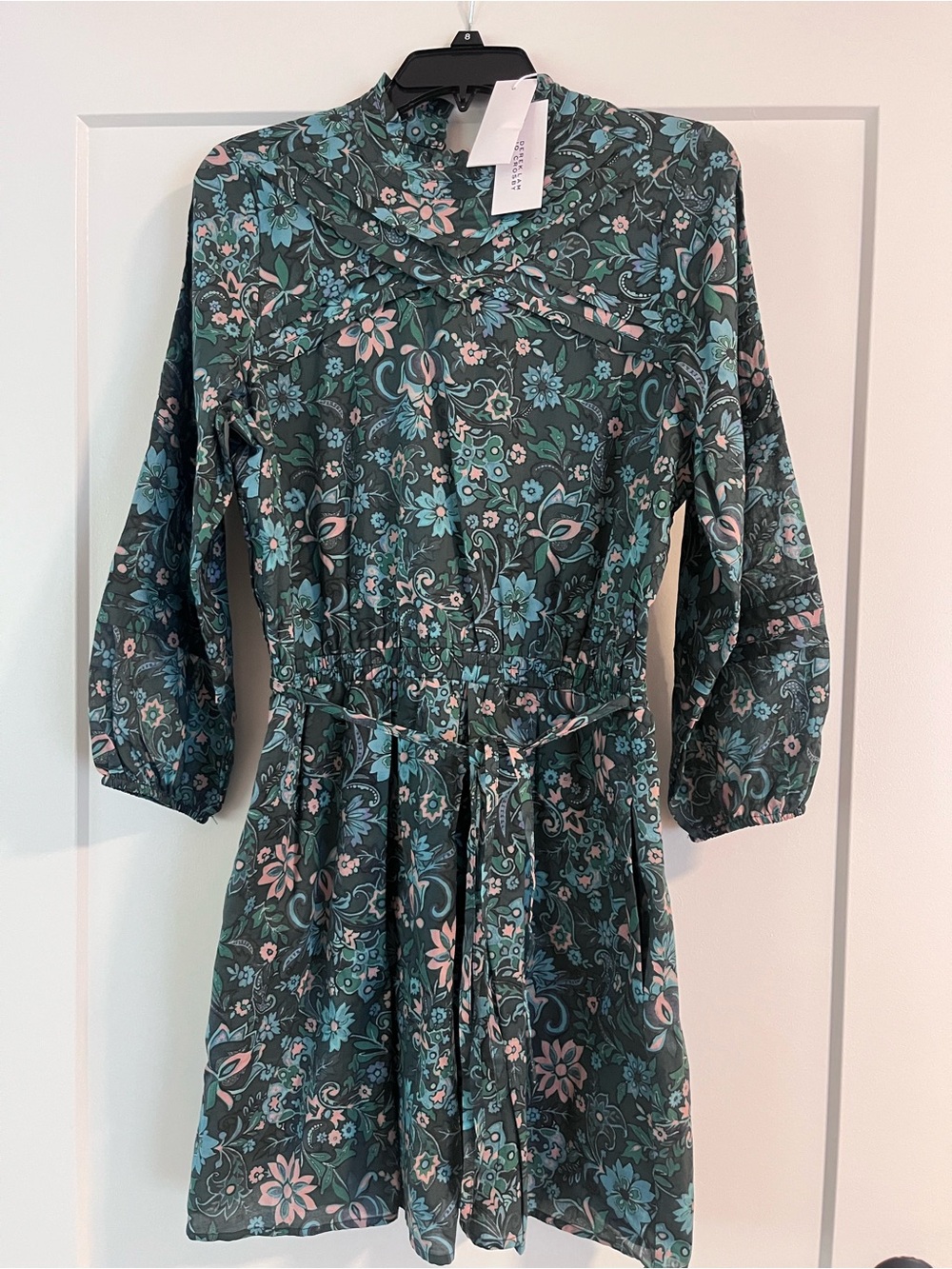 Derek Lam women’s  Floral Green & Pink Long Sleeve Casual Dress